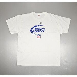 NFL BUD LIGHT Football T-Shirt Mens XL Official Beer Sponsor Y2k Deadstock
